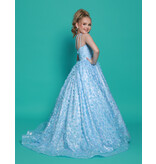2Cute Princess One shoulder beaded 3D floral ballgown G1303