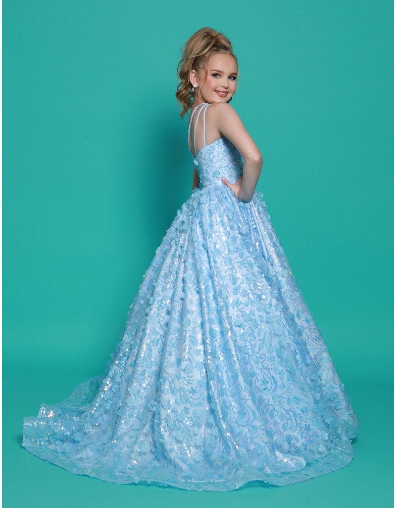 2Cute Princess One shoulder beaded 3D floral ballgown G1303