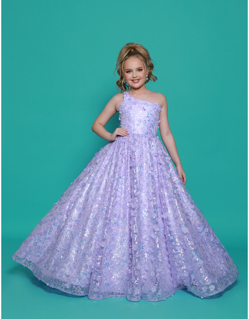 2Cute Princess One shoulder beaded 3D floral ballgown G1303