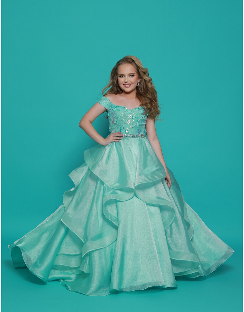 2Cute Princess Off the shoulder ruffle organza ballgown G1302