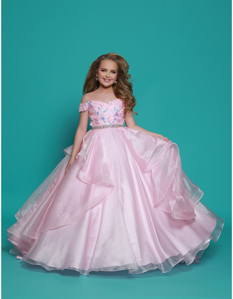 2Cute Princess Off the shoulder ruffle organza ballgown G1302