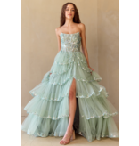 AMELIA COUTURE STRAPLESS A-LINE BALLGOWN, FRONT SLIT 4033