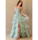 AMELIA COUTURE STRAPLESS A-LINE BALLGOWN, FRONT SLIT 4033