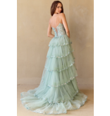 AMELIA COUTURE STRAPLESS A-LINE BALLGOWN, FRONT SLIT 4033