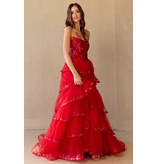 AMELIA COUTURE STRAPLESS A-LINE BALLGOWN, FRONT SLIT 4033