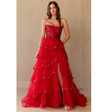 AMELIA COUTURE STRAPLESS A-LINE BALLGOWN, FRONT SLIT 4033