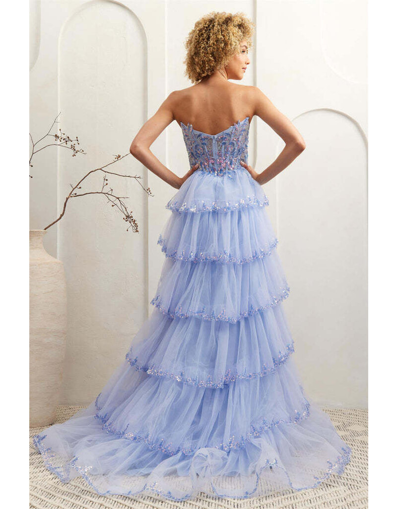 AMELIA COUTURE STRAPLESS A-LINE BALLGOWN, FRONT SLIT 4033