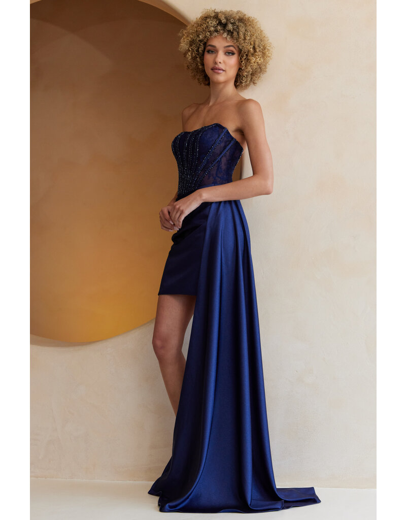 AMELIA COUTURE STRAPLESS, CORSET, MINI W/DRAPE 5060S