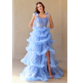 AMELIA COUTURE BEADED CORSET TOP, RUFFLE BALLGOWN W/SLIT 8900