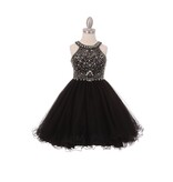 Beaded high neck corset back little girl pageant gown 5022