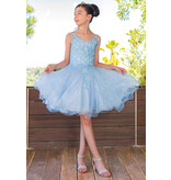 Double spaghetti rhinestone embroidered tulle dress 5125