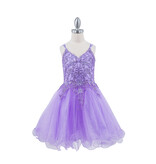 Double spaghetti rhinestone embroidered tulle dress 5125