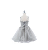 Double spaghetti rhinestone embroidered tulle dress 5125