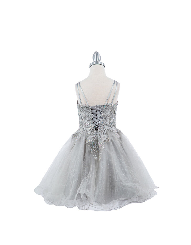 Double spaghetti rhinestone embroidered tulle dress 5125