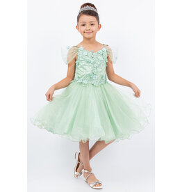 Lace strap off the shoulder tulle short gown 5134
