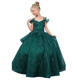 Ruffle back butterfly accent long dress 8120