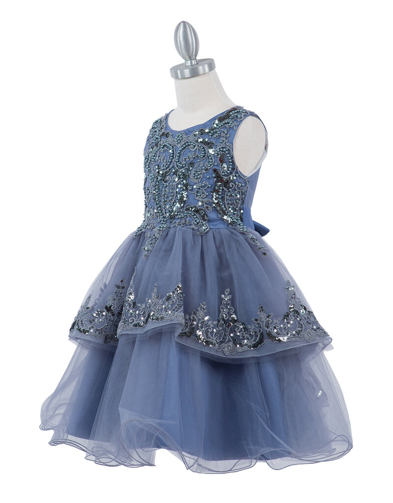 Tank beaded tulle short layered gown 9132