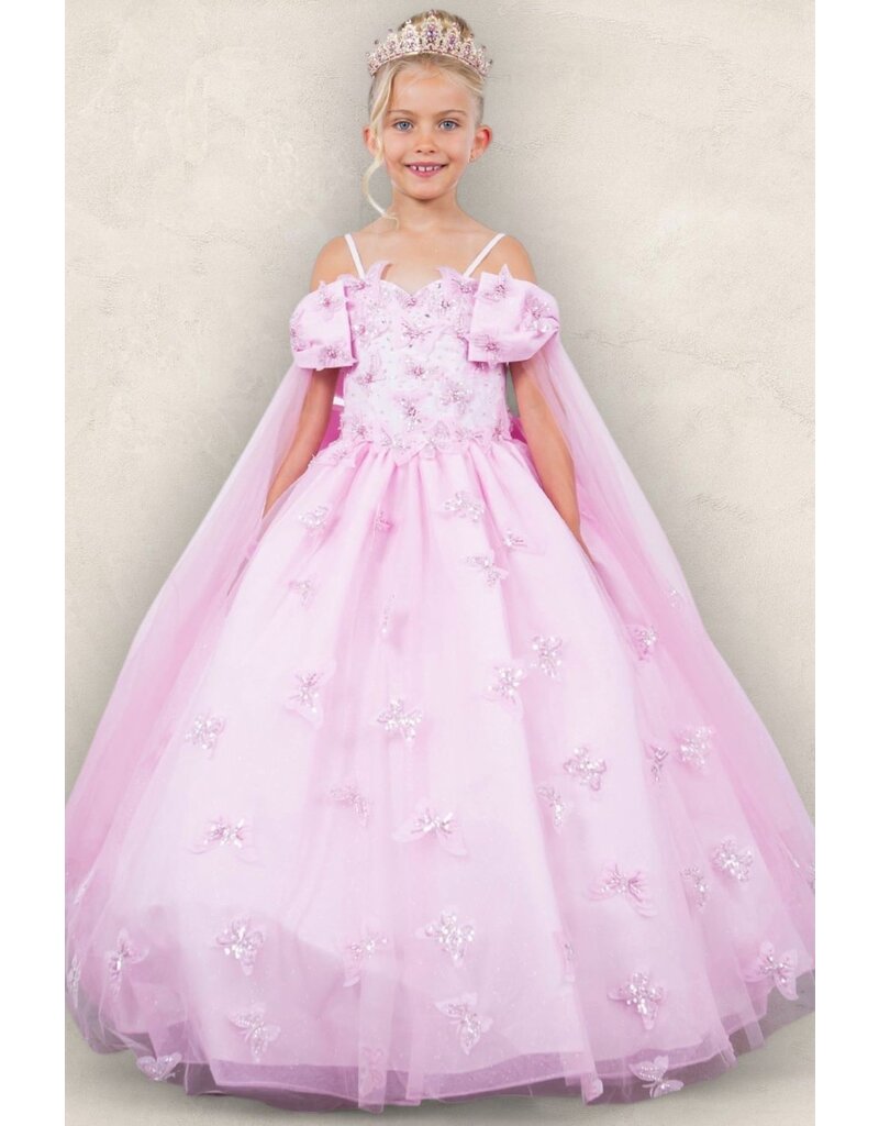 Spaghetti strap butterfly/bow ballgown 8350