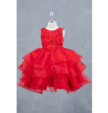 High neck lace tank tulle ruffle short gown 9176