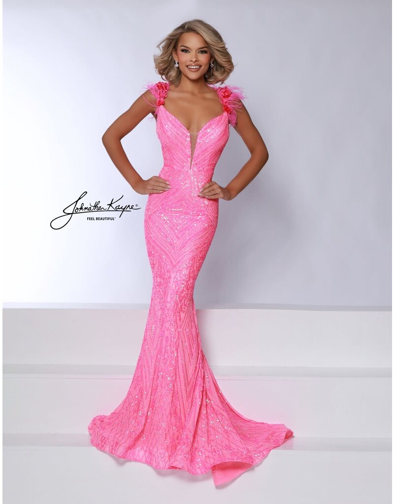 Sequin fitted mermaid with feather tank v-neck DKS5