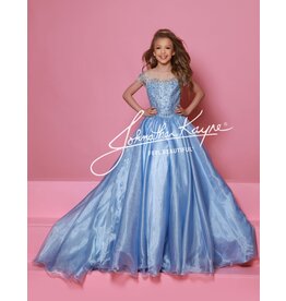 Sugar Kayne High neck beaded bodice organza ballgown C357