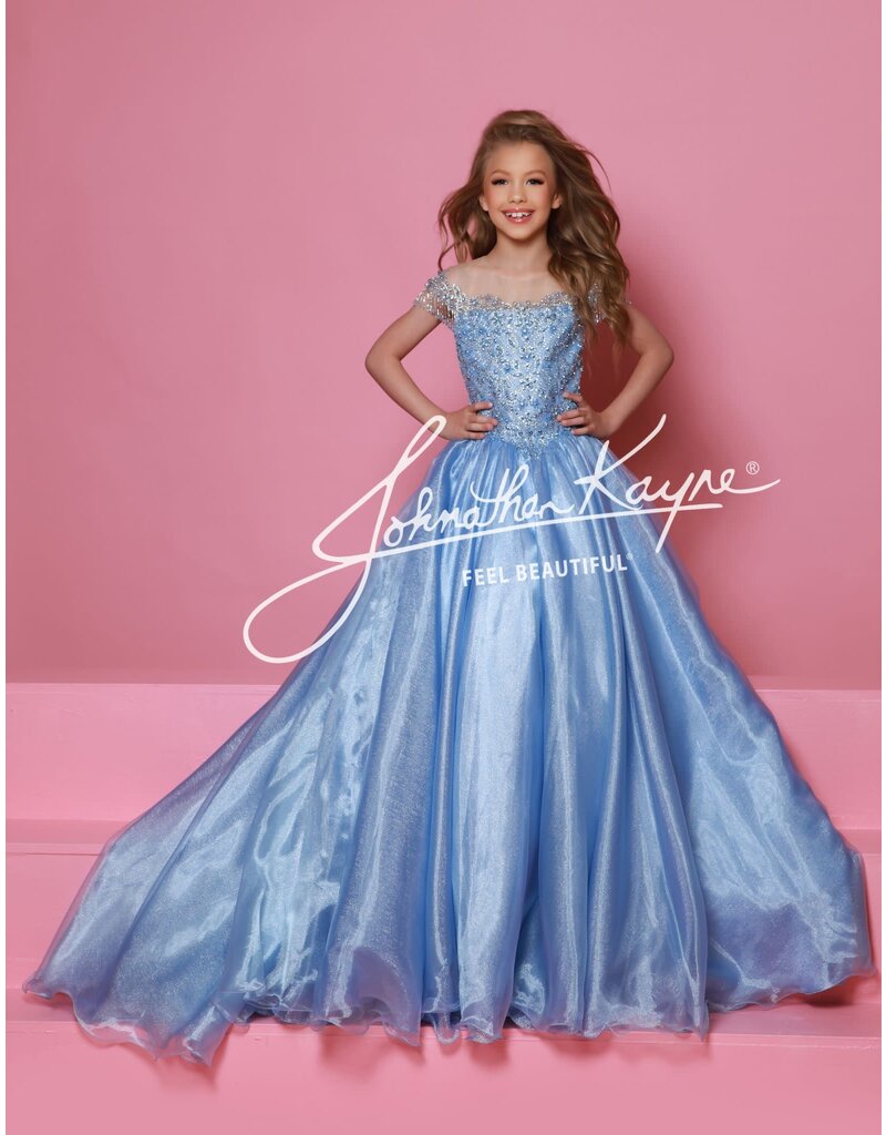 Sugar Kayne High neck beaded bodice organza ballgown C357