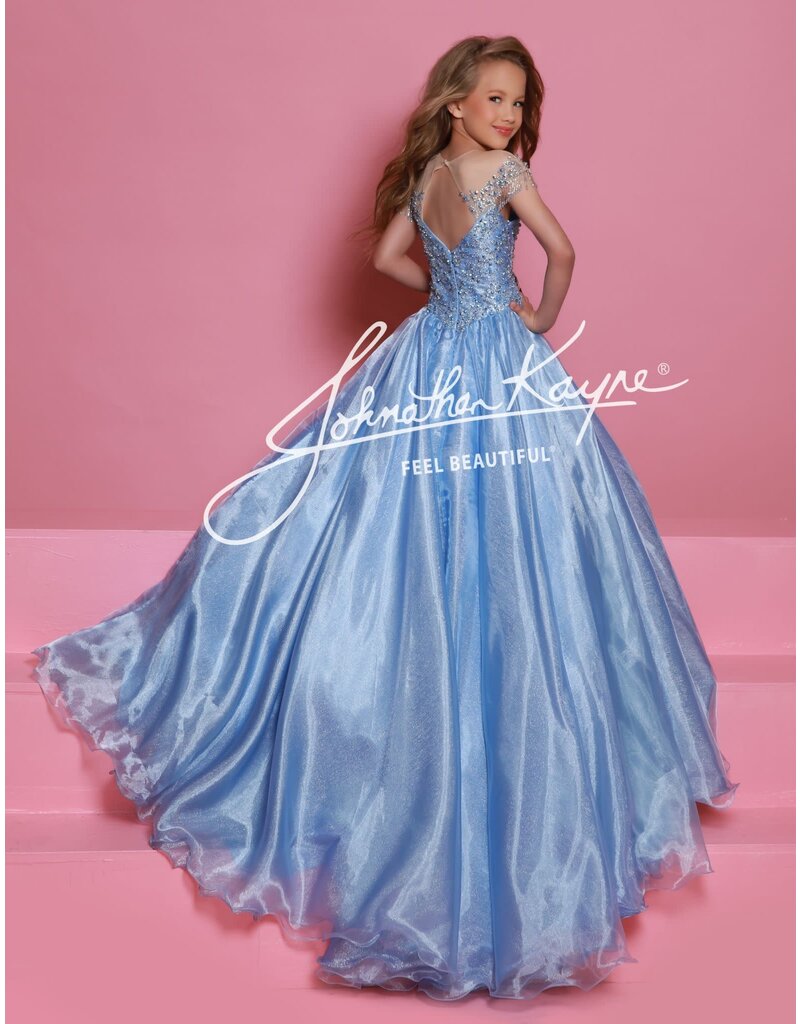 Sugar Kayne High neck beaded bodice organza ballgown C357
