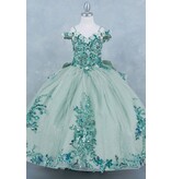 Sequin flower off the shoulder glittler ballgown 8125