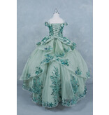 Sequin flower off the shoulder glittler ballgown 8125