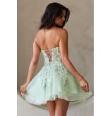AMELIA COUTURE Strapless lace corset bodice short tulle skirt 0109024