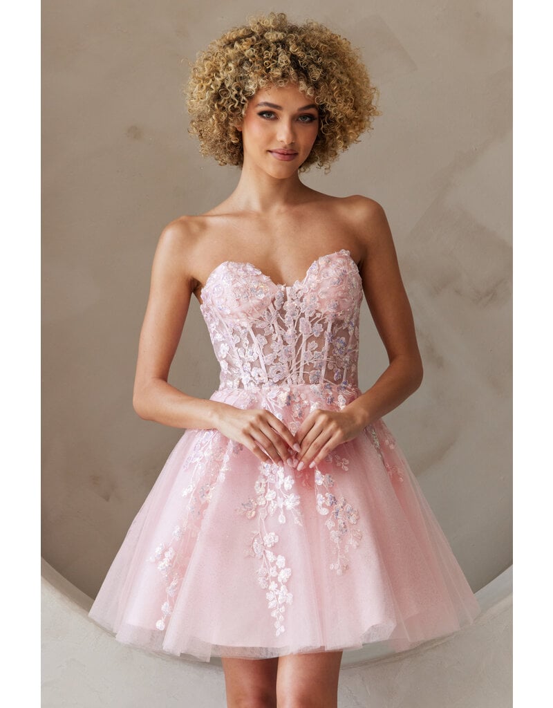 AMELIA COUTURE Strapless lace corset bodice short tulle skirt 0109024