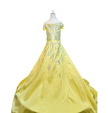 Spaghetti strap flower beaded a-line gown 020393