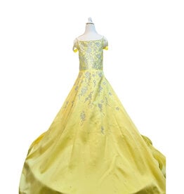 Spaghetti strap flower beaded a-line gown 020393