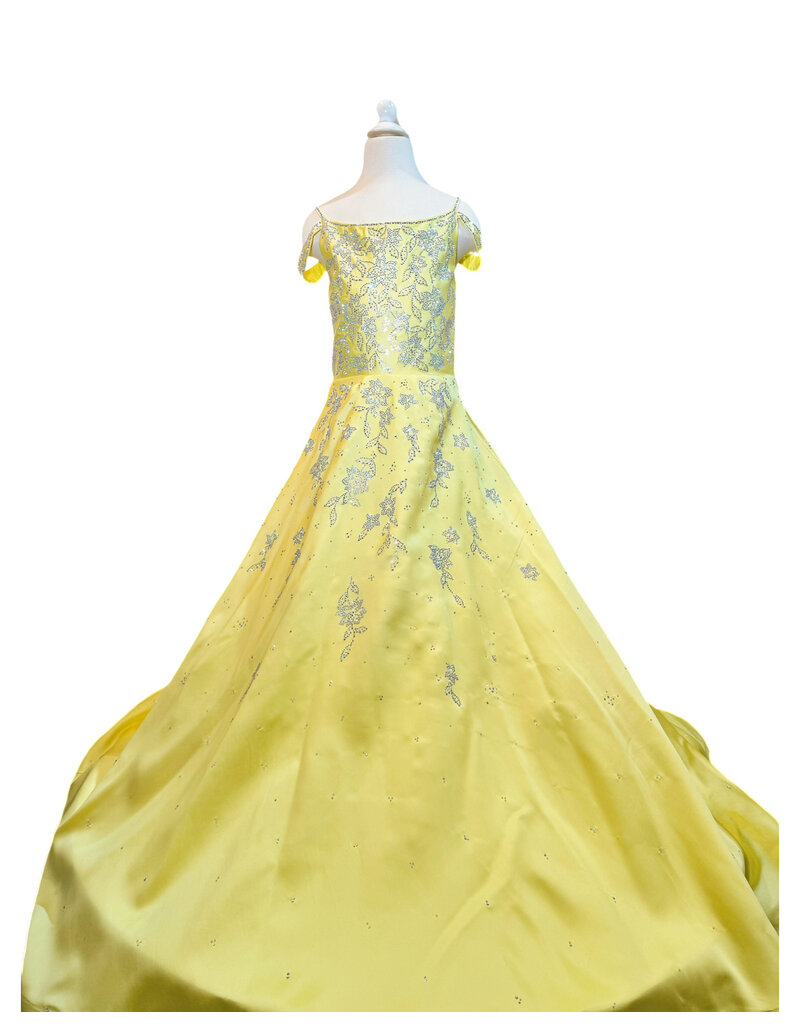 Spaghetti strap flower beaded a-line gown 020393