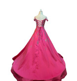 Spaghetti strap flower beaded a-line gown 020393