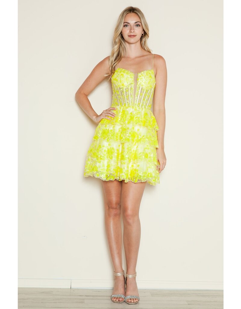 SHORT RUFFLE, SEQ. CORSET TOP 9468