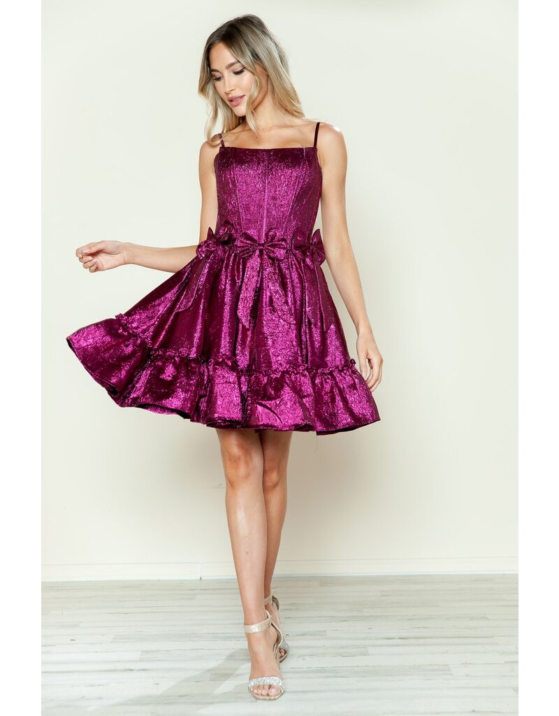 METALLIC TAFFETA,RUFFLE SKRT, BOWS 9724