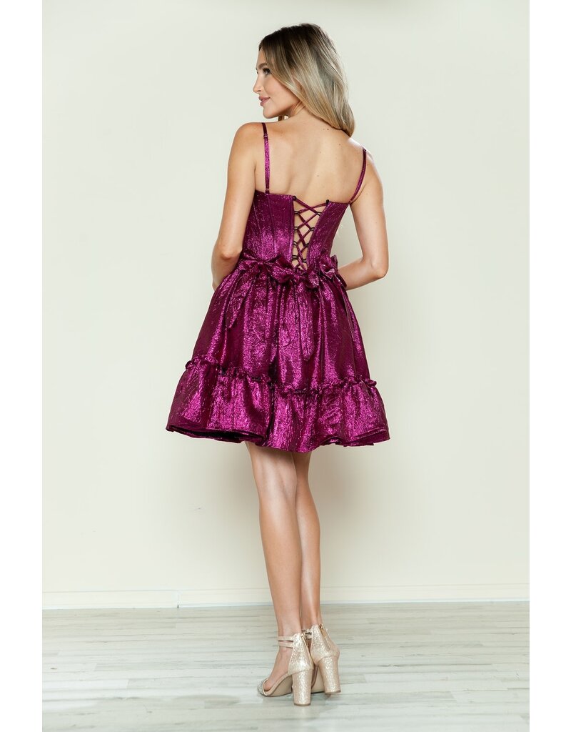 METALLIC TAFFETA,RUFFLE SKRT, BOWS 9724