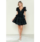 TAFFETA, MULTI RUFFLES, BOW SLVS 9742