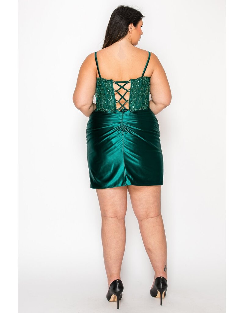 SATIN FITTED, LACE CORSET BODICE W1178