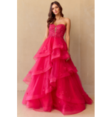 AMELIA COUTURE Strapless beaded lace ruffle ballgown 4900