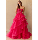 AMELIA COUTURE Strapless beaded lace ruffle ballgown 4900