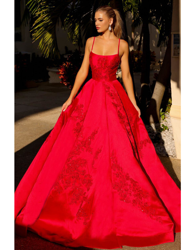 AMELIA COUTURE SATIN BALLGOWN, LACE EMBRD. SU074
