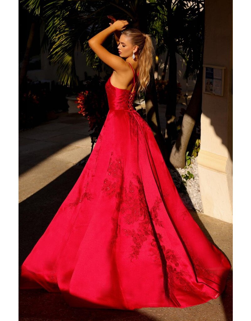 AMELIA COUTURE SATIN BALLGOWN, LACE EMBRD. SU074