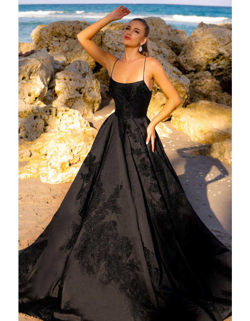 AMELIA COUTURE SATIN BALLGOWN, LACE EMBRD. SU074