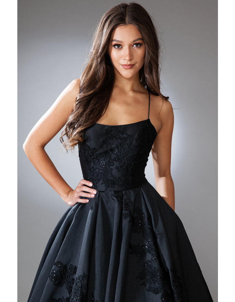 AMELIA COUTURE SATIN BALLGOWN, LACE EMBRD. SU074