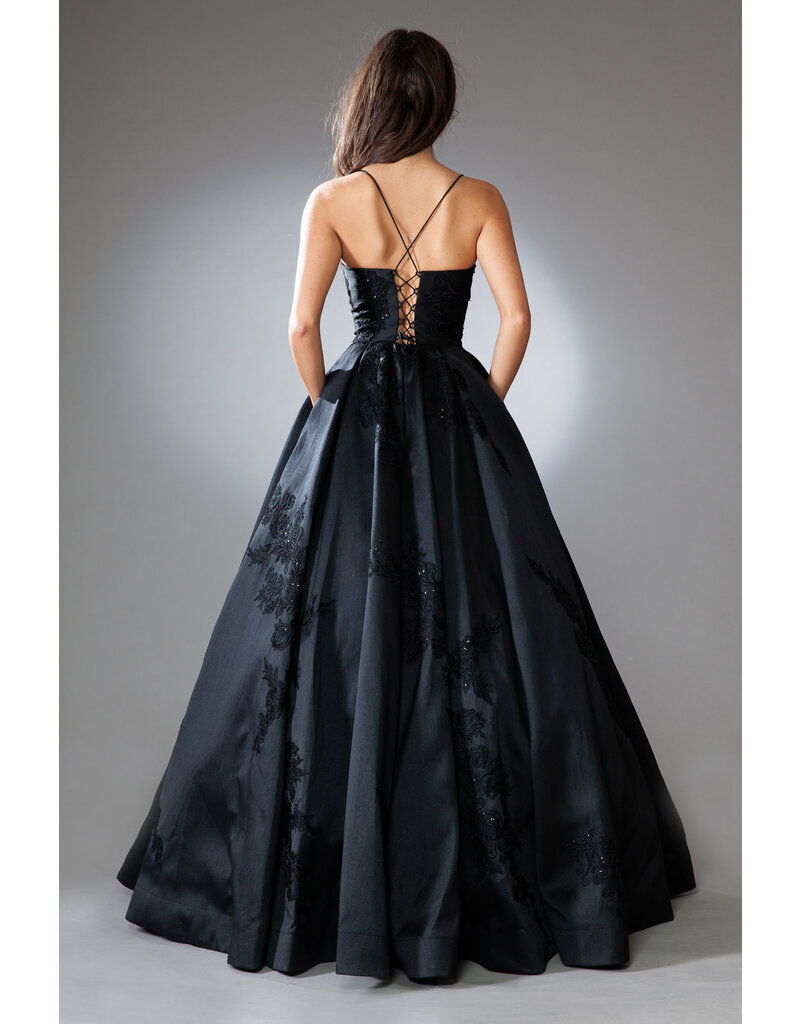 AMELIA COUTURE SATIN BALLGOWN, LACE EMBRD. SU074