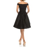 Duulce Satin off the shoulder beaded belt a-line short gown 16129
