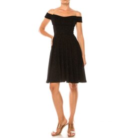 Duulce Off the shoulder glitter short A-line gown 16429