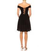 Duulce Off the shoulder glitter short A-line gown 16429
